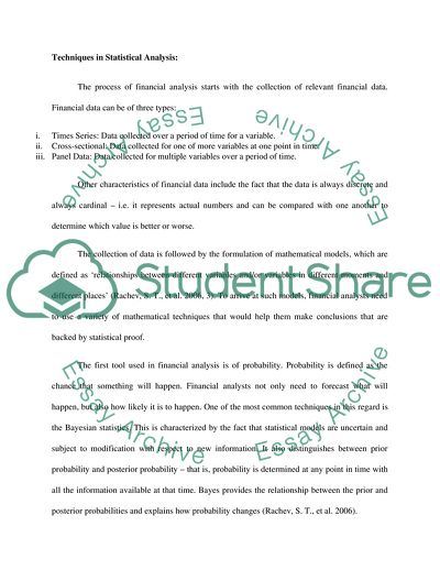Application of Statistics in the Analysis of Financial Accounts