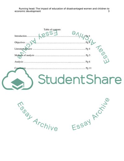 The Impact of Education of Disadvantaged Women and Children on Economic Development