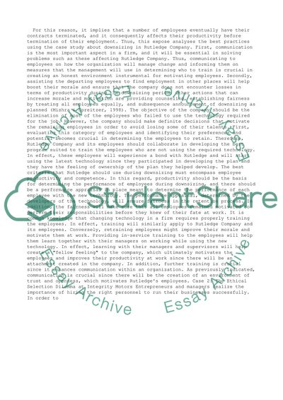 Motivating and Maintaining Morale during Downsizing at Rutledge Company