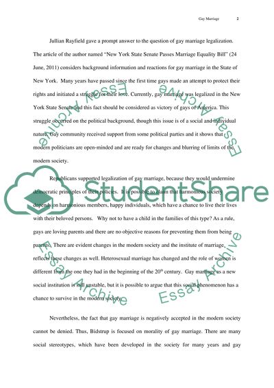 The Question about Equality of Rights of Gays