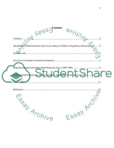 Global Financial Crisis as an Evidence of the Failure of Regulatory Frameworks