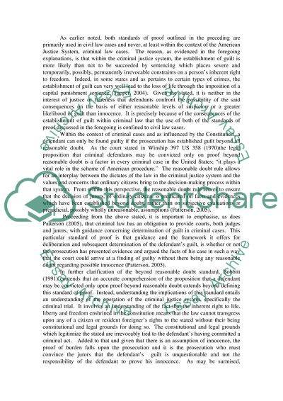 Standard of proof in criminal law cases