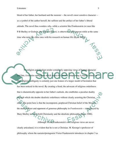 Frankenstein Analyze a character