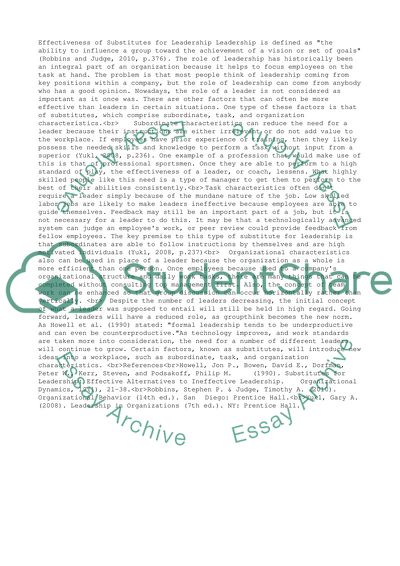 Evaluate the effectiveness of substitutes for leadership