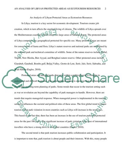 An analysis of libyan protected areas as ecotourism resources