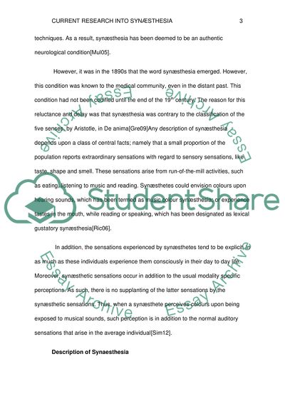 Current Research into Synaesthesia