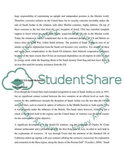 Consequences of 9/11: Saudi Arabia and United States Relationship pre and post 9/11