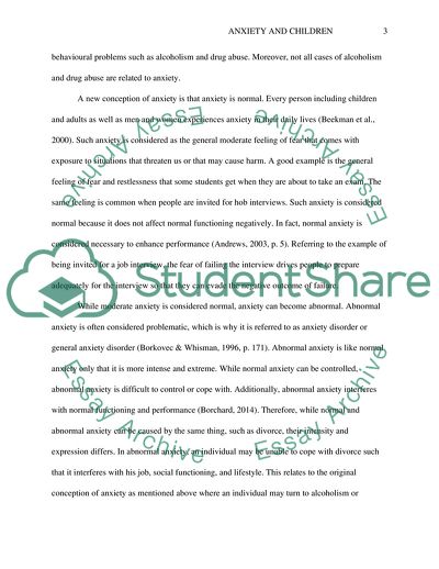 Anxiety and Children