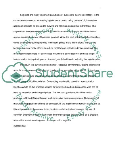 Role of Logistics Today