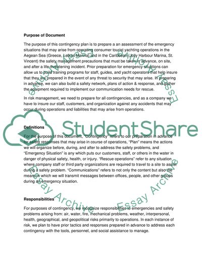 Contingency Planning for Sailing Yachts Charter