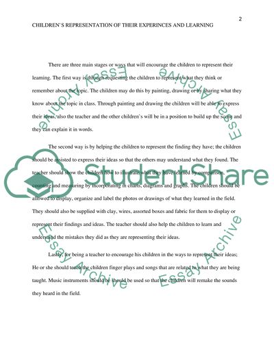 Representation of Children Experiences and Learning