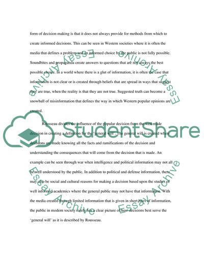 Rousseau and the Development of Democracy