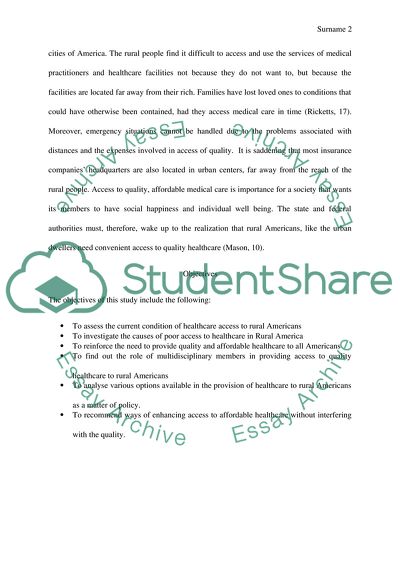 Healthcare Access to Rural Americans