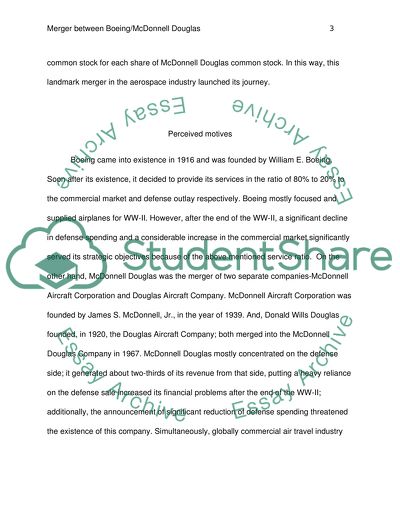 Merger between Boeing/McDonnell Douglas