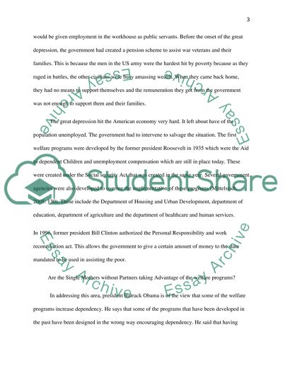 The History of the Welfare Programs in America