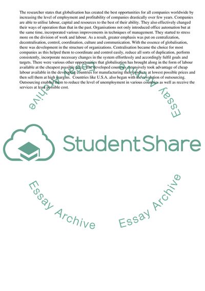 Globalisation and Its Effects on Organisations