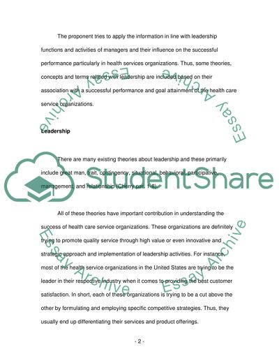Leadership & Communication in Health Care Service Organizations