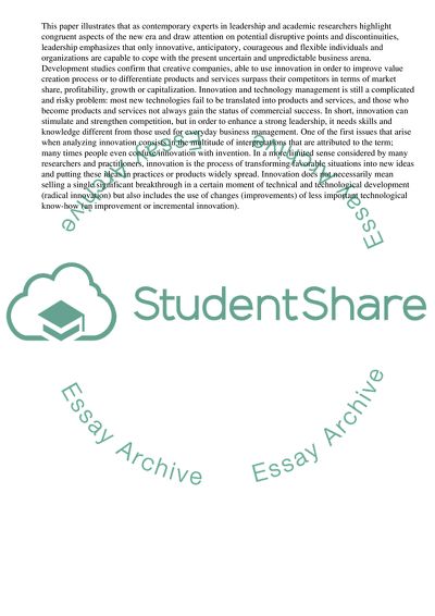 Innovation and Leadership