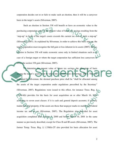 Discussion of Sections 338 and 338 Election of the Internal Revenue Code