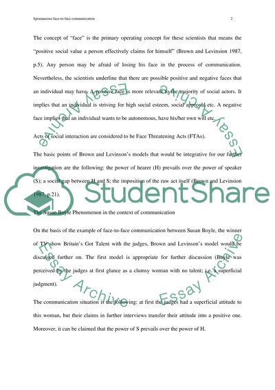 Spontaneous face-to-face communication