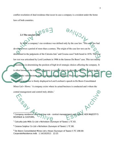 Corporate Residence in Modern World