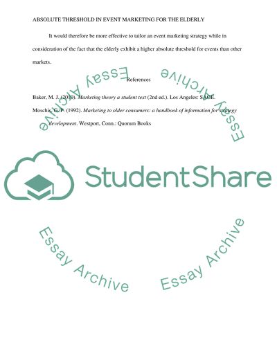 Implication of the absolute threshold for event marketers attempting to appeal to a more elder target market