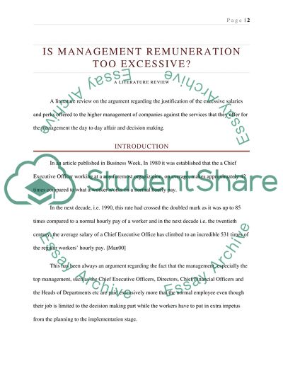 Is management remuneration too excessive