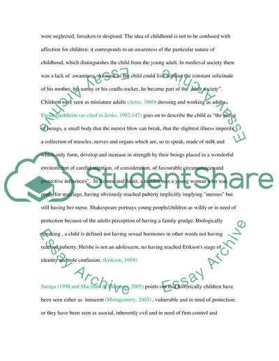 The Definition of Childhood through Time and Its Transition into Adulthood