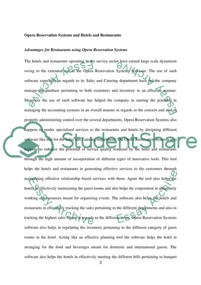 Opera Reservation System Specific Advantages and Disadvantages