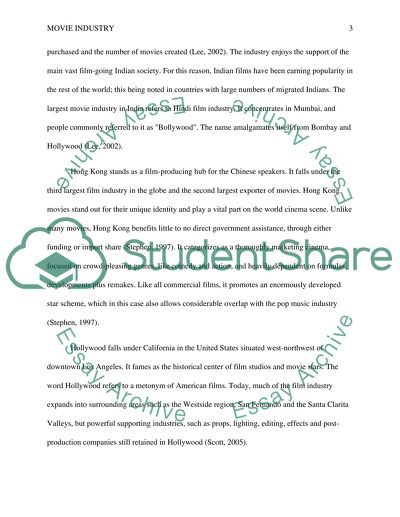 The United States Film Industry Comparing to India and Hong Kong