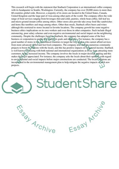 Starbuck Corporate Social Responsibility