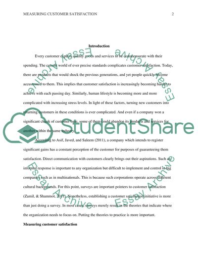 Measuring Customer Satisfaction