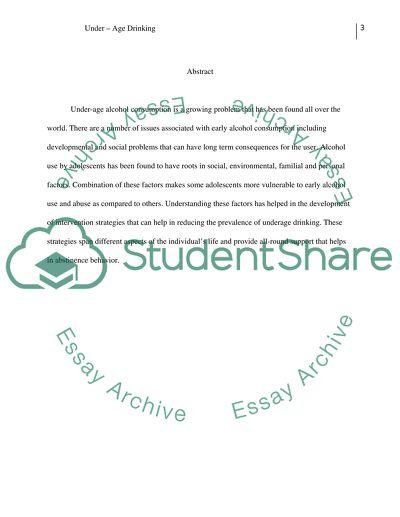 Concerns and Recommendations Regarding Under-Age Drinking