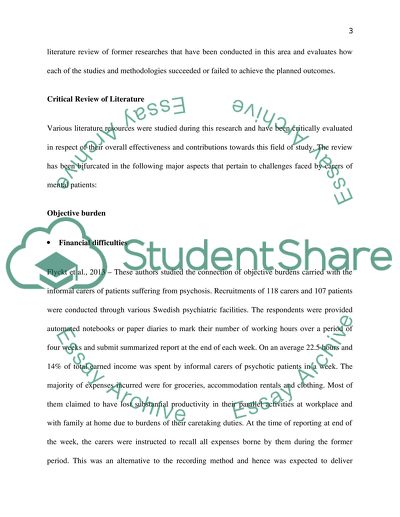 The Challenges of Carers for People with Serious Mental Illness