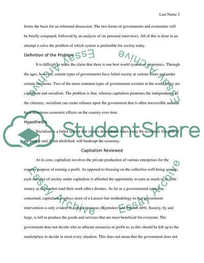 Capitalism versus Socialism