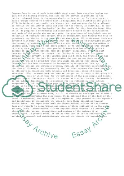 Organisational Culture of the Grameen Bank