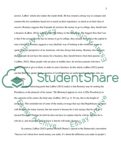 Personal Success May Discover the Best Presidential Candidate