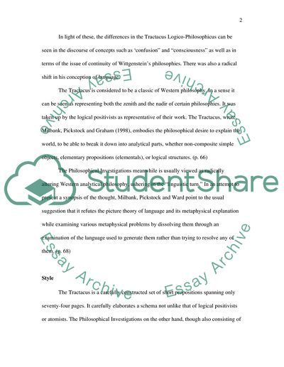 The Philosophical Investigations and the Tractacus Logico-Philosophicus