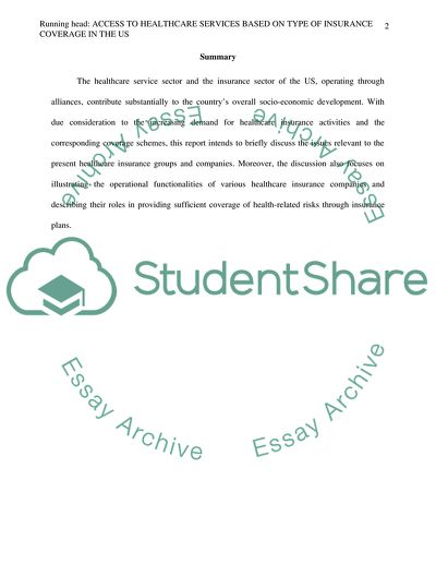 Access to Healthcare Services based on Type of Insurance Coverage in the US