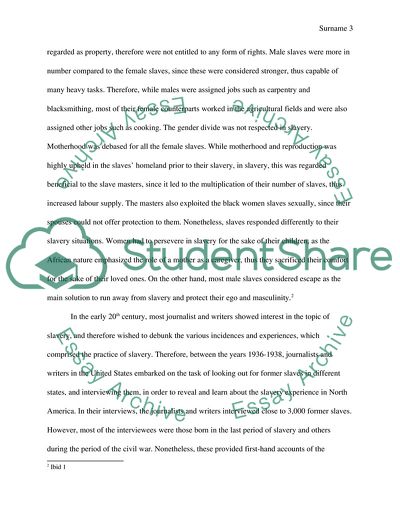 Slave Experience in North America