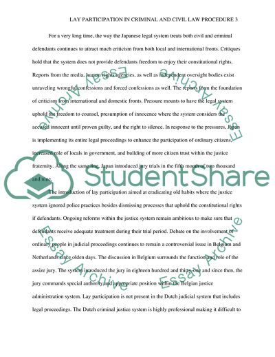 Lay Participation in Criminal and Civil Law Procedure