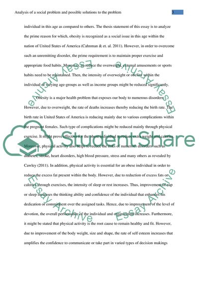 Obesity as a Social Problem and its Possible Solutions