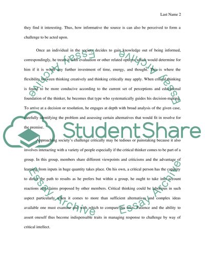 Benefits of Critical and Creative Thinking to Informed Citizenry