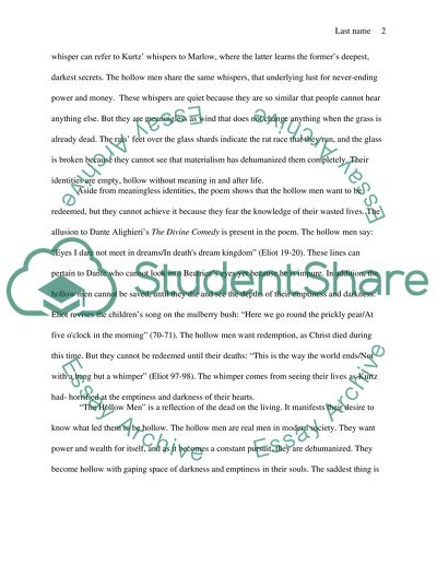 Emptiness and Darkness in Eliots The Hollow Men