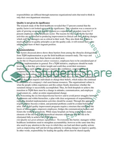 Total Quality Management in Irish Healthcare