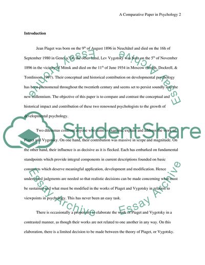 Jean Piaget and Lev Vygotsky: Conceptual and Historical Contributions to Developmental Psychology