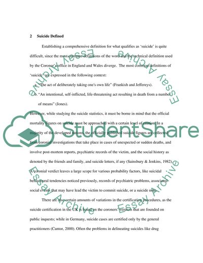 The Emergence of Male Suicides in the UK
