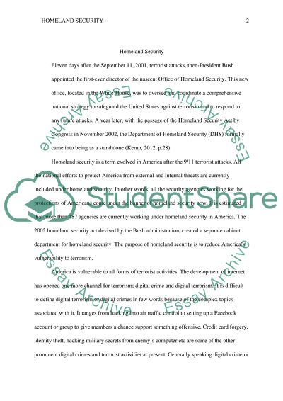 Homeland Security / Digital Crime and Digital Terrorism