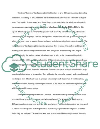 Systematic Functional Grammar That Involves the Study of a Language