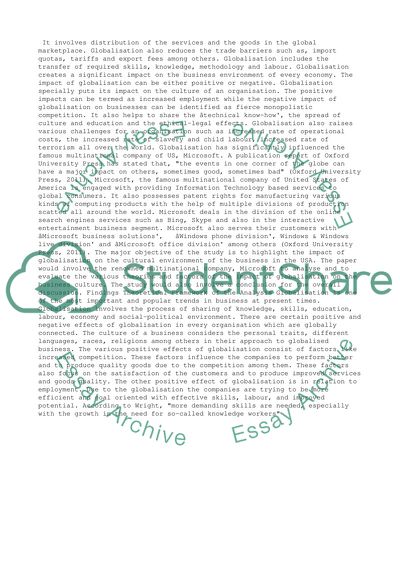 Impact of Globalisation on the Cultural Environment of Business